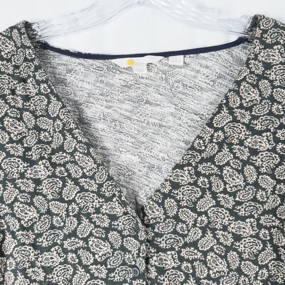 Boden Button Front Cotton Long Sleeve Paisley Top Womens 20/22 (XL) Green Boho - Picture 9 of 15